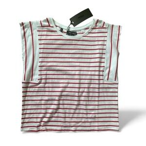 NWT Silver Jeans meet & greet style red & white striped cap sleeve shirt